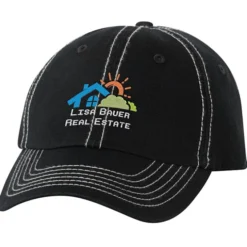 Cotton Washed Cap - Contrast Stitching - Embroidered