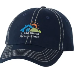 Cotton Washed Cap - Contrast Stitching - Embroidered