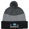 Cozy Rib Knit Striped Pom Beanie
