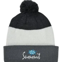 Cozy Rib Knit Striped Pom Beanie