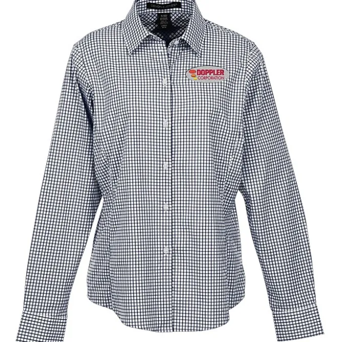 CrownLux Performance Micro Windowpane Shirt - Ladies'