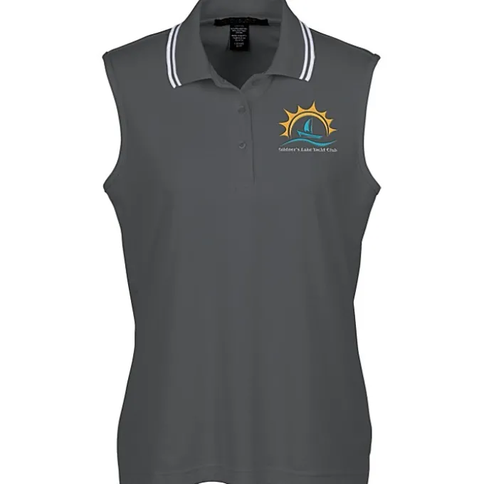 CrownLux Performance Plaited Tipped Sleeveless Polo - Ladies'