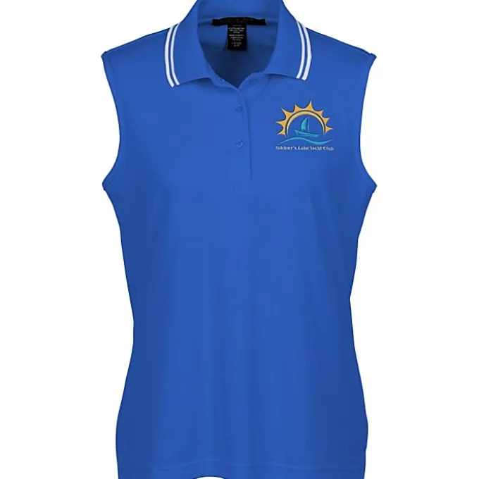 CrownLux Performance Plaited Tipped Sleeveless Polo - Ladies'