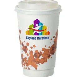 Cubes Floating Full Color Insulated Paper Cup with Lid - 16 oz.
