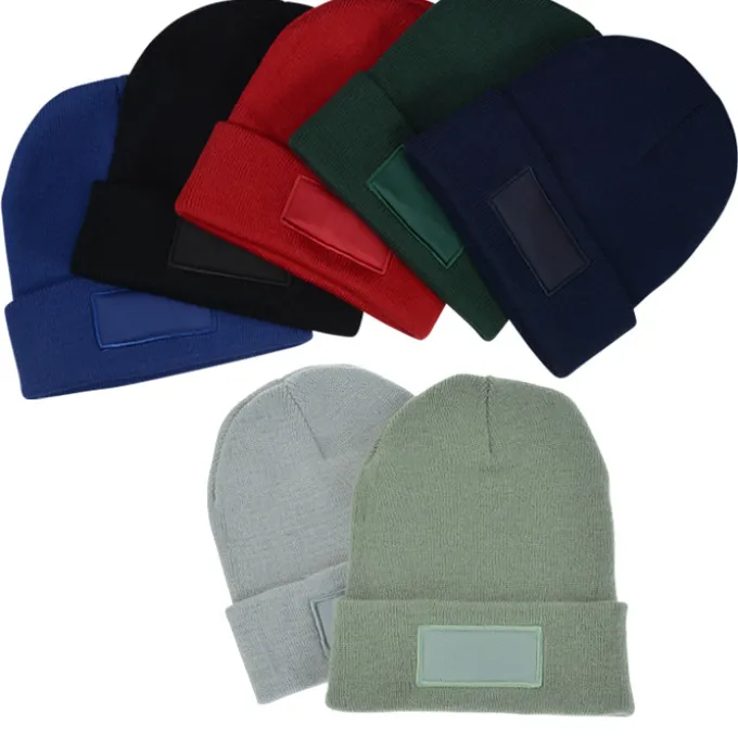 Cuffed Knit Beanie with Patch