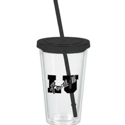 Customized Acrylic Tumbler with Straw - 16 oz - Clear