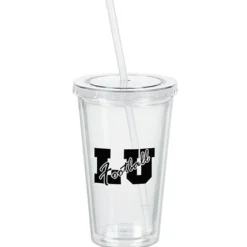 Customized Acrylic Tumbler with Straw - 16 oz - Clear