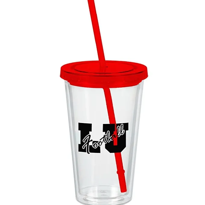 Customized Acrylic Tumbler with Straw - 16 oz - Clear