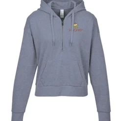 District Perfect Tri Iconic Fleece 1/2-Zip Pullover Hoodie - Ladies' - Embroidered