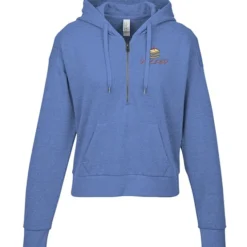 District Perfect Tri Iconic Fleece 1/2-Zip Pullover Hoodie - Ladies' - Embroidered