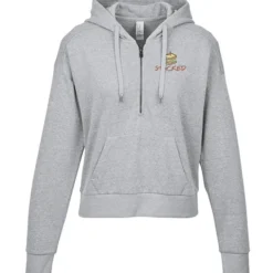 District Perfect Tri Iconic Fleece 1/2-Zip Pullover Hoodie - Ladies' - Embroidered