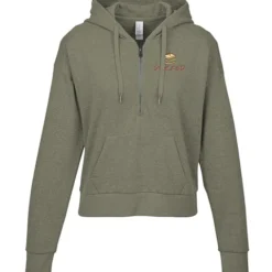 District Perfect Tri Iconic Fleece 1/2-Zip Pullover Hoodie - Ladies' - Embroidered