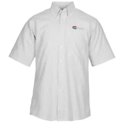 Easy Care Short Sleeve Stripe Oxford Shirt - Men's