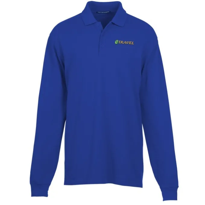 Easy Care Wrinkle Resist LS Cotton Pique Polo - Men's