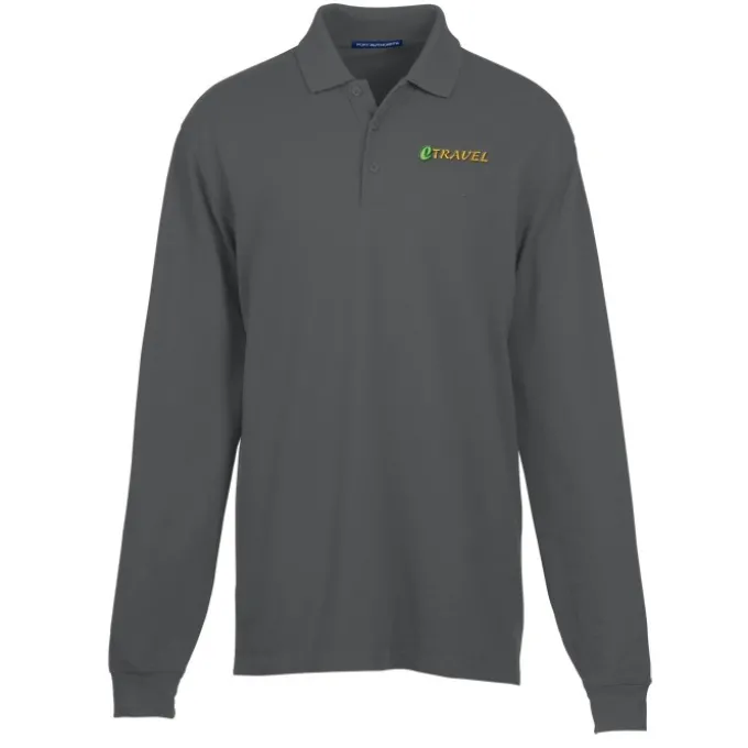 Easy Care Wrinkle Resist LS Cotton Pique Polo - Men's