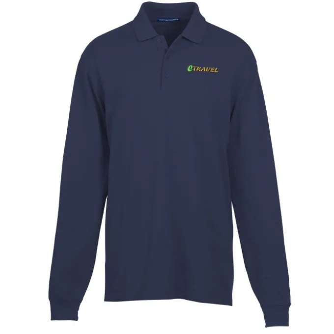 Easy Care Wrinkle Resist LS Cotton Pique Polo - Men's