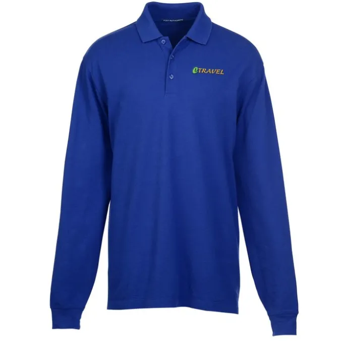 Easy Care Wrinkle Resist LS Cotton Pique Polo - Men's