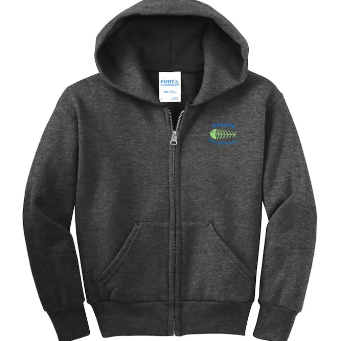 Fashion Full-Zip Hooded Sweatshirt – Youth – Embroidered