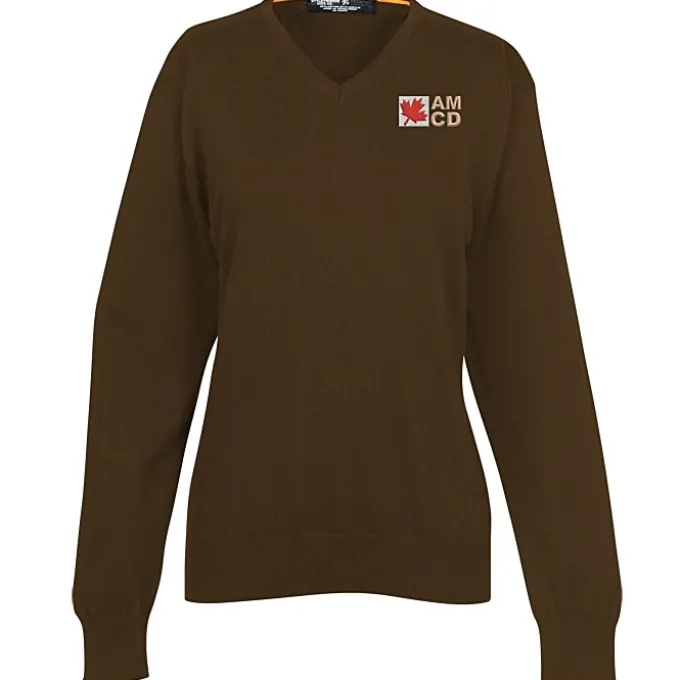 Fine Gauge Acrylic Blend V-Neck Sweater - Ladies'