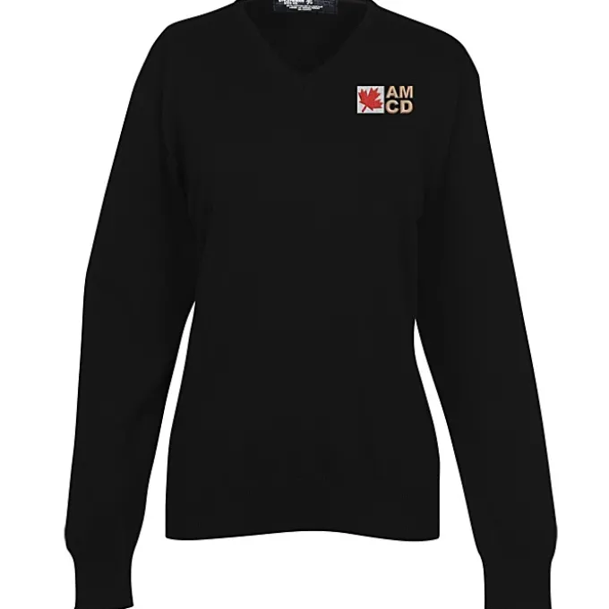 Fine Gauge Acrylic Blend V-Neck Sweater - Ladies'