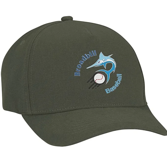 Five Panel Cap with Leatherette Backstrap - Embroidered