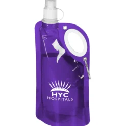 Fold Flat Water Bottle with Carabiner - 25 oz