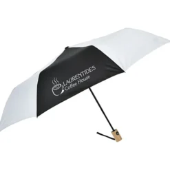 Folding Auto Open Wood Handle Umbrella - 42-inch Arc