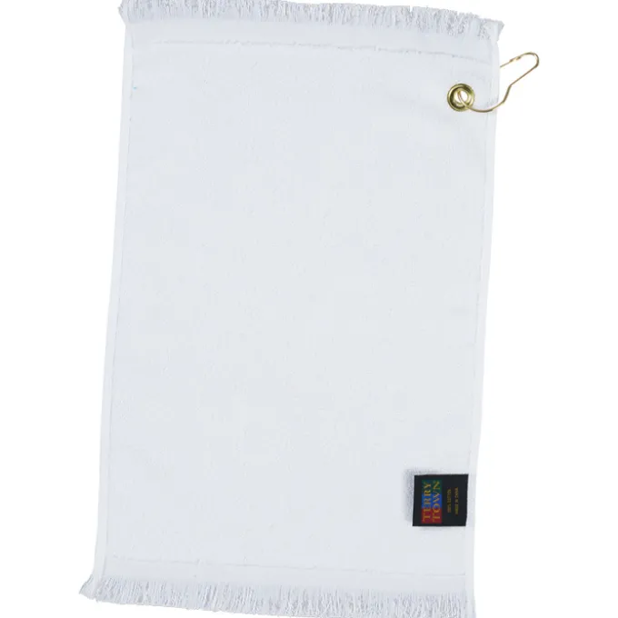 Fringed Golf Towel - 18 inches x 11 inches - White