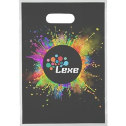 Full Color Die Cut Handle Plastic Bag - 13 inches x 9 inches - Clear