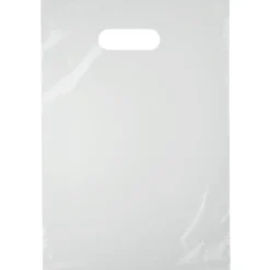 Full Color Die Cut Handle Plastic Bag - 13 inches x 9 inches - Clear
