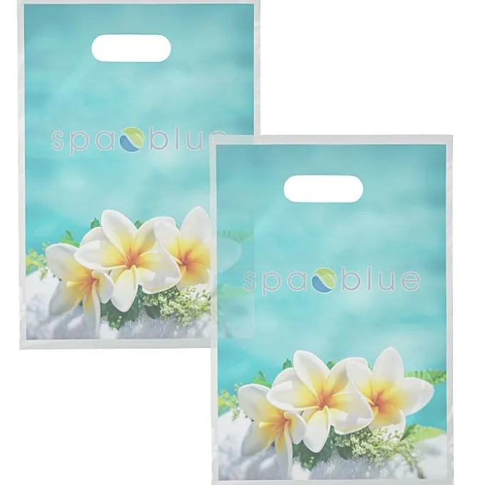 Full Color Die Cut Handle Plastic Bag - 13 inches x 9 inches - Clear - 2 Side Imprint