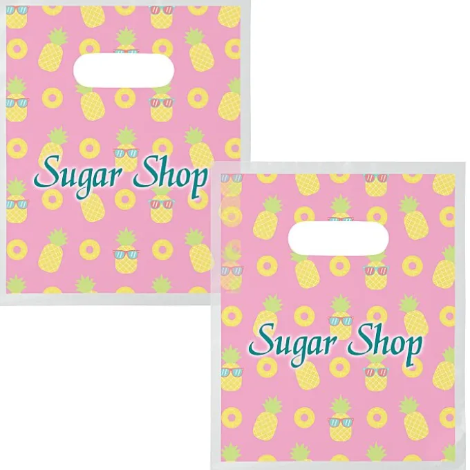 Full Color Die Cut Handle Plastic Bag - 9 inches x 7-1/2 inches - Clear - 2 Side Imprint