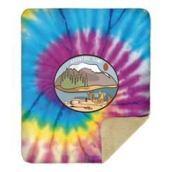Full Color Sherpa Lined Throw Blanket - Tie-Dye