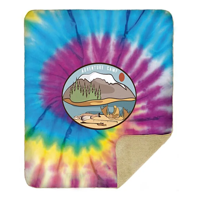 Full Color Sherpa Lined Throw Blanket - Tie-Dye
