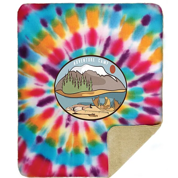 Full Color Sherpa Lined Throw Blanket - Tie-Dye
