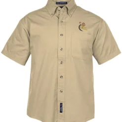 Garment-Washed Cotton Twill Short Sleeve Shirt