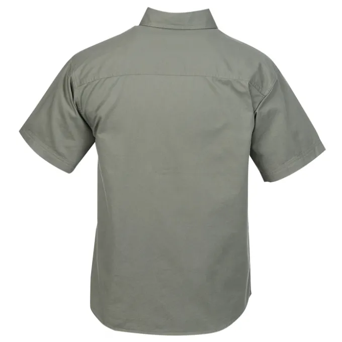 Garment-Washed Cotton Twill Short Sleeve Shirt