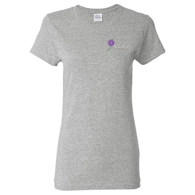 Gildan 5.3-oz Cotton T-Shirt - Ladies' - Embroidered