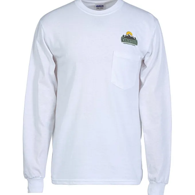 Gildan 6-oz Ultra Cotton LS Pocket T-Shirt - Embroidered
