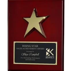 Gold Star Rosewood Plaque