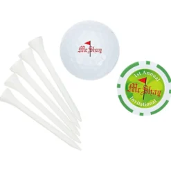 Golf Ball Tee Pack with Poker Chip