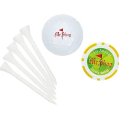 Golf Ball Tee Pack with Poker Chip