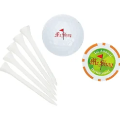Golf Ball Tee Pack with Poker Chip