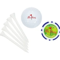 Golf Ball Tee Pack with Poker Chip