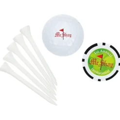 Golf Ball Tee Pack with Poker Chip