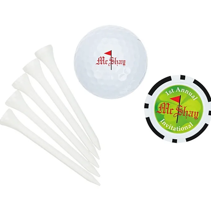 Golf Ball Tee Pack with Poker Chip