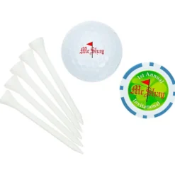 Golf Ball Tee Pack with Poker Chip