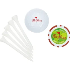 Golf Ball Tee Pack with Poker Chip