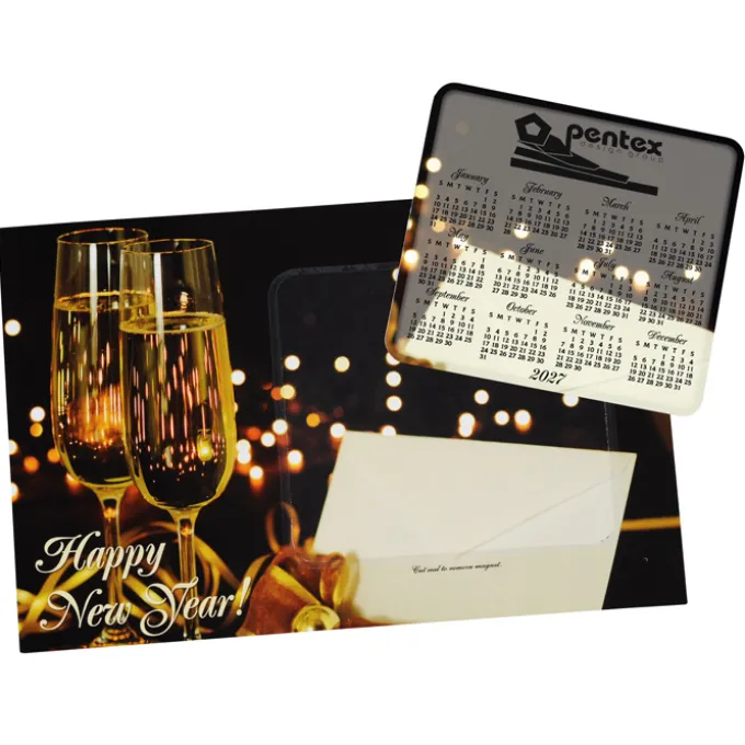 Greeting Card with Magnetic Calendar - Champagne