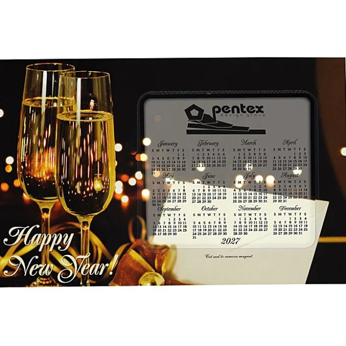 Greeting Card with Magnetic Calendar - Champagne
